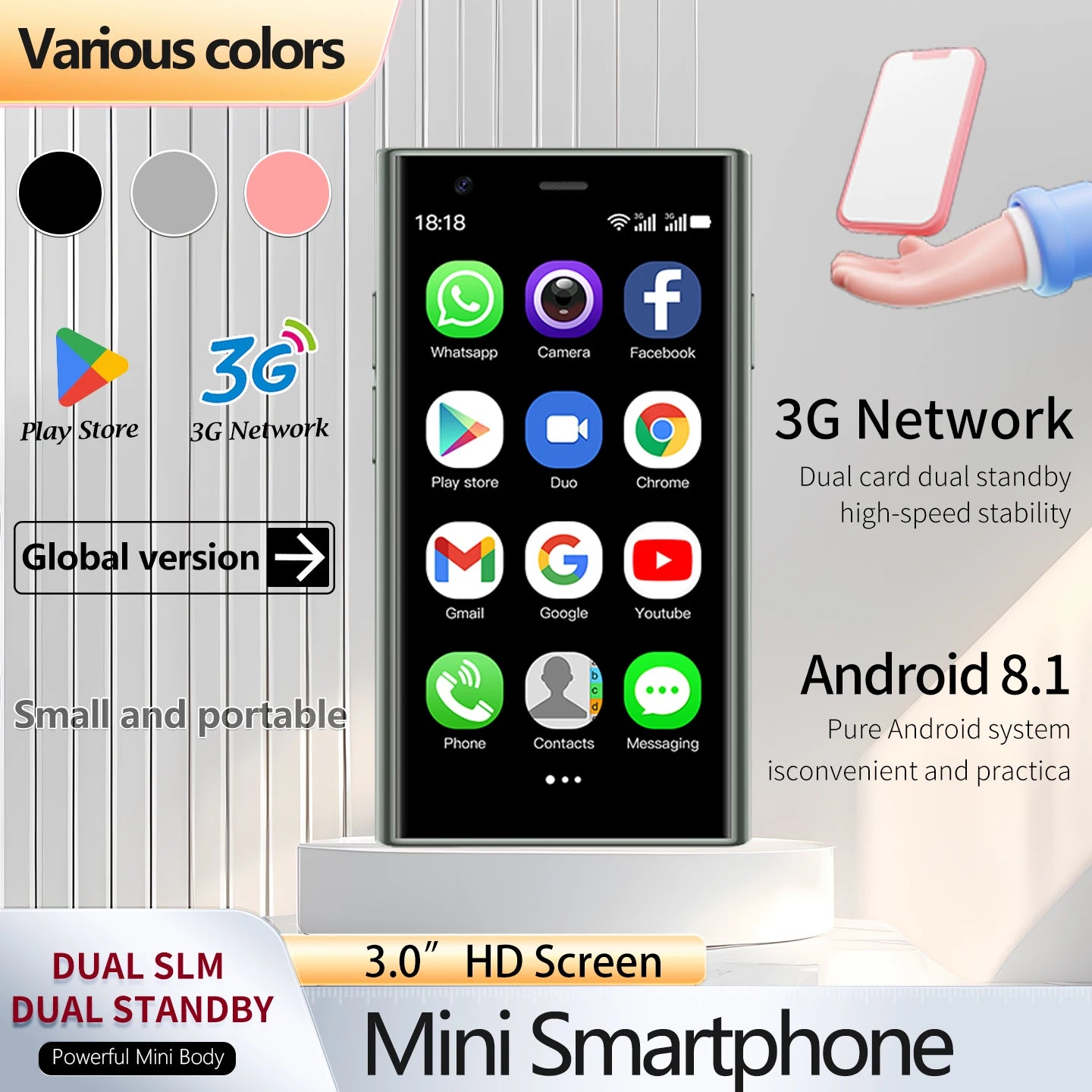 3-inch small screen smartphone 3G all-netcom dual SIM dual standby supports positioning small body can surf the internet