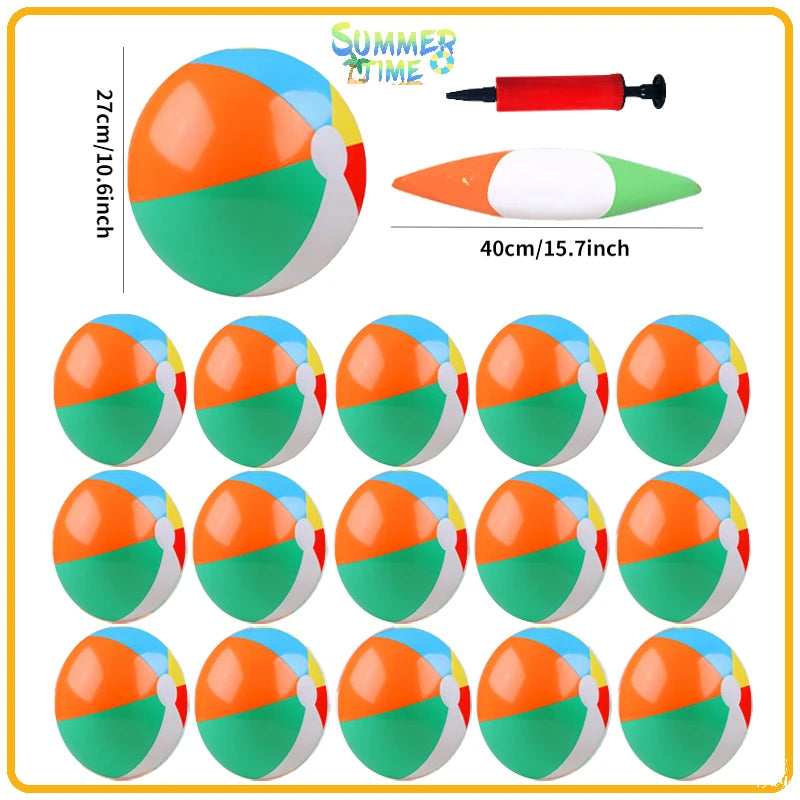 Inflatable Beach Balls Rainbow Color Pool Ball Swimming Pool Water Games for Kids Birthday Gifts Summer Party Favors Volleyball