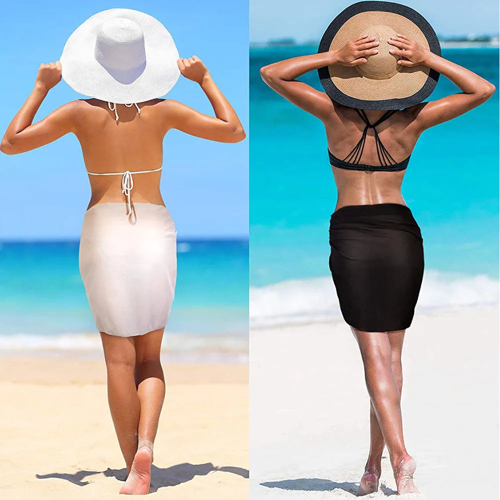 Swimsuit Coverups for Women Sarong Beach Bikini Wrap Sheer Short Skirt Scarf for Swimwear with Tassel