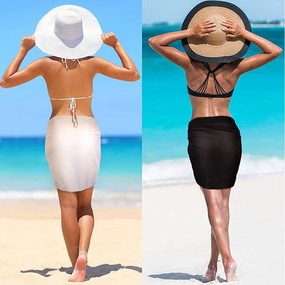 Swimsuit Coverups for Women Sarong Beach Bikini Wrap Sheer Short Skirt Scarf for Swimwear with Tassel