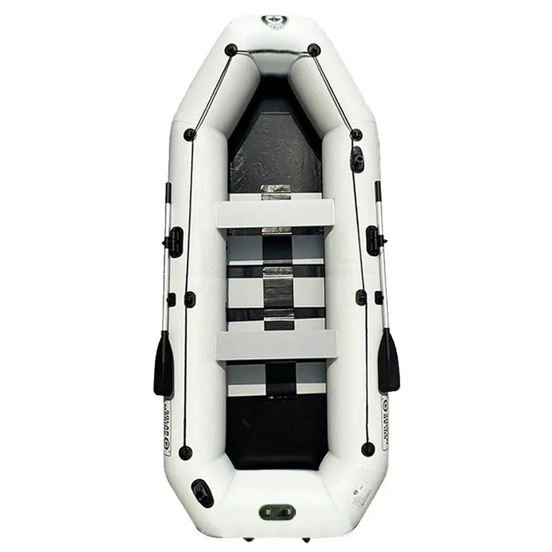 -4 Person PVC Inflatable Fishing Boat Kayak Slat Wooden Deck Recreational Floating Pontoon Factory Direct with Paddle