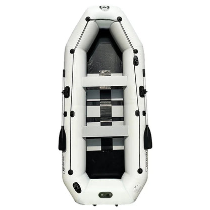 -4 Person PVC Inflatable Fishing Boat Kayak Slat Wooden Deck Recreational Floating Pontoon Factory Direct with Paddle