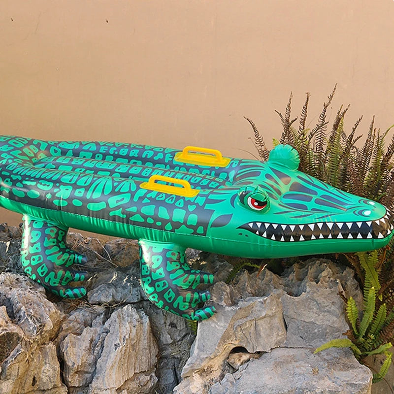 Crocodile-Shaped Inflatable Floating Row for Children Adults Fun Summer Pool Water Toys Simulation Inflatable Animal