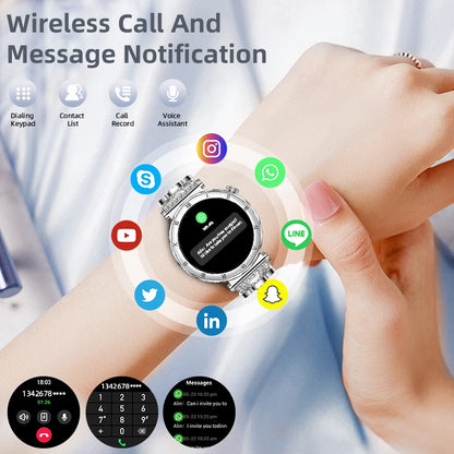 Women's Smart Watch 2026 New Fashion AMOLED Screen Bluetooth Call Custom Dials Female Health Monitoring Ladies Sports Smartwatch