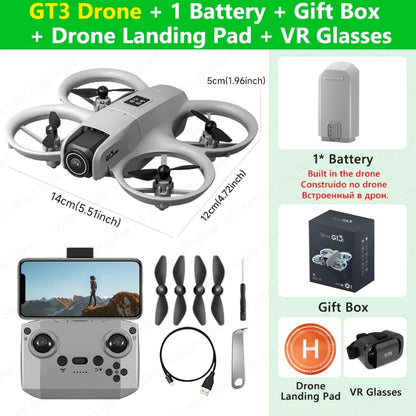 NEW Drone GT3 8K 4K Professional HD 180° ESC Dual Cameras Mini WIFI Dron Obstacle Avoidance FPV Foldable RC Quadcopter Toys UAV