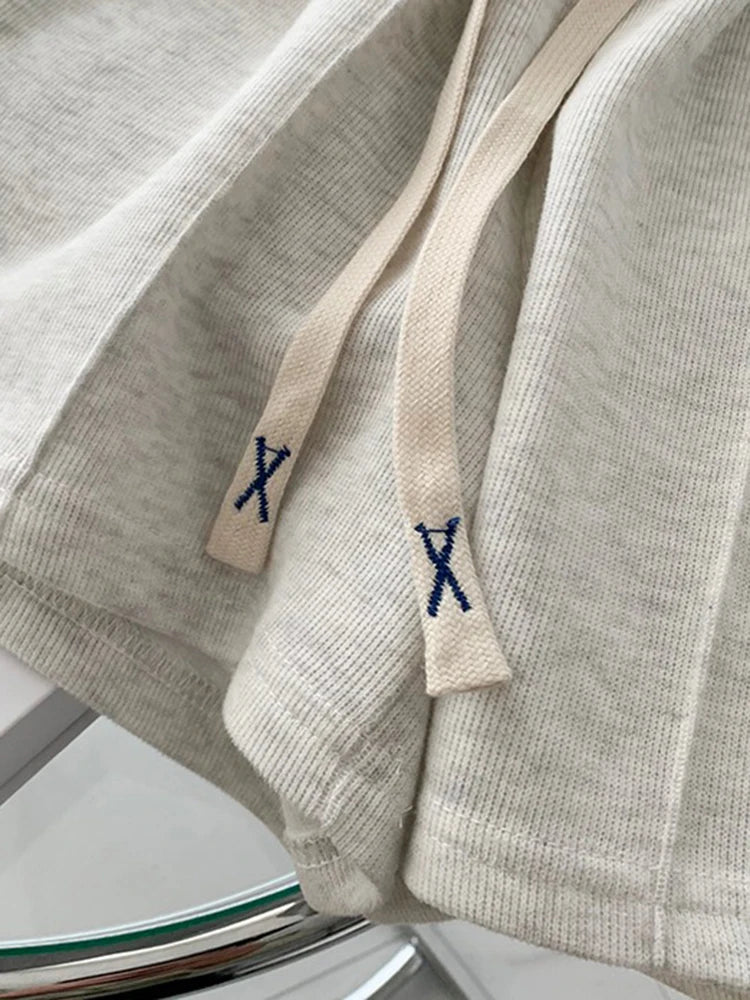 2026 Summer Shorts Women Elasticity Lovely Girls Korean Style Sweet Students Harajuku Simple Pure Gray Trousers Female New