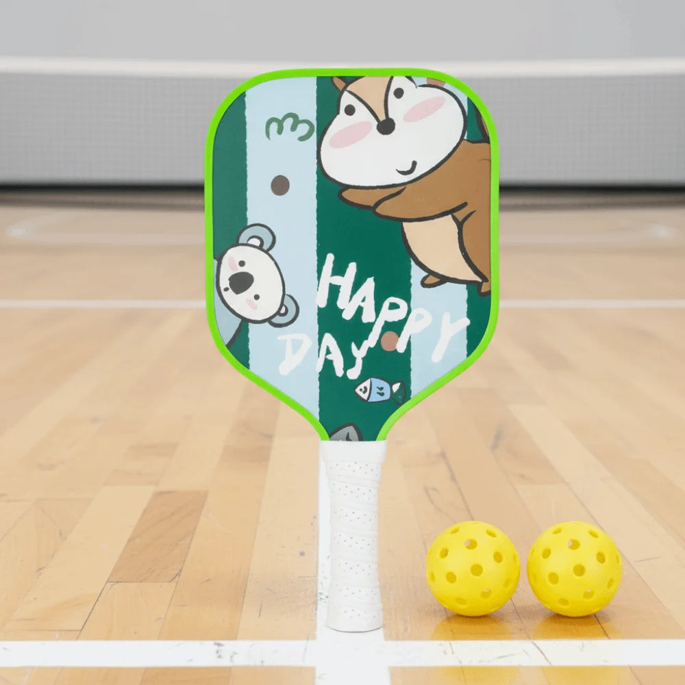 Cartoon Children's Pickleball Set Colorful Lightweight Children's Pickleball Rackets Ribbed Handle Durable Pickleball Paddle Set