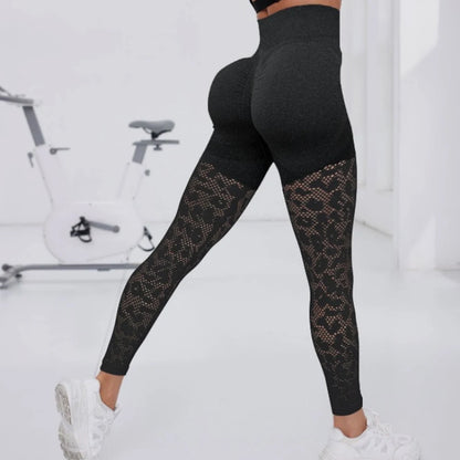 Women Gym Hollow Out Leggings Elastic Butt Lifting Fitness Athletic Workout Yoga Pants Exercise Leggins Outdoor Sports Tights