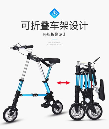 8-Inch Folding Bicycle Multi-Function Mountain Bike Ultralight Portable Bicycle Foldable Mini Non-Slip Road Bike for Kids Adult