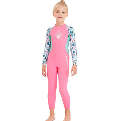 Children Wetsuit 2.5MM Neoprene Diving Suit For Girls Boys One-Piece Swimsuits Long Sleeve Kids Swimwears Snorkeling Rash Guards