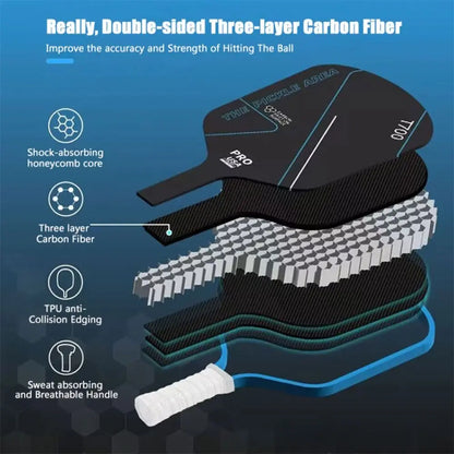 Fashion T700 Pickleball Paddle Carbon Fiber 16MM Pickleball Rackets Set Lightweight USAPA Approved Professional Game Supplies