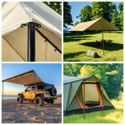 Tent Poles Camping Poles for Tarp Awning Canopy Shelter Sun Sail Tarpaulin Headroom Galvanized Steel Adjustable Telescoping Rods
