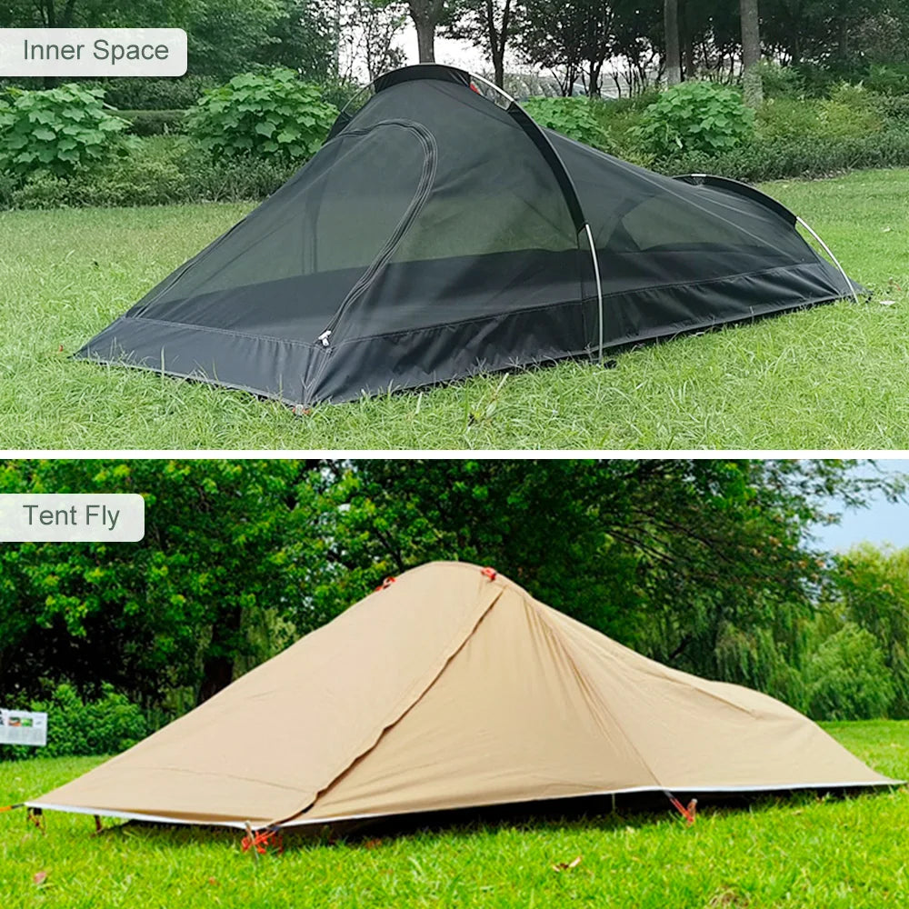 Outdoor Camping Tent Single Person Camping Tent Water Resistant Tent Aviation Aluminum Support Portable Sleeping Bag Tent
