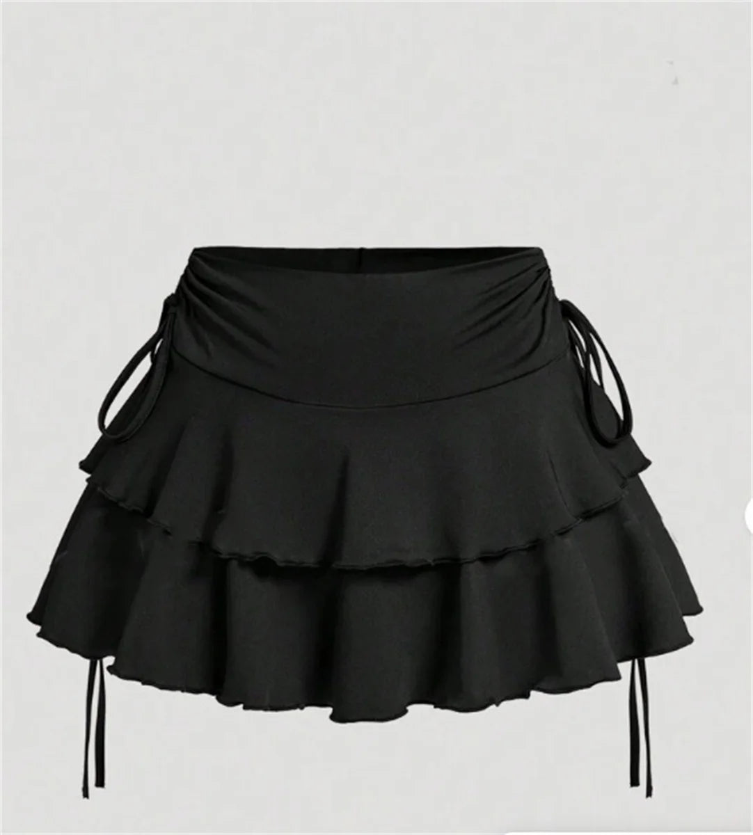 2025 New Solid Color Skirt Women Summer Fashion Outdoor Versatile High Waist Slim Fit Elastic Waist Short Skirt Goods In Stock