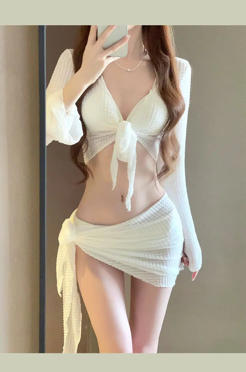 Women's Four-Piece Bikini - High-End Sexy Split Swimsuit-Premium Beach Vacation Hot Spring Swimwear for Pool Parties-Casual Use