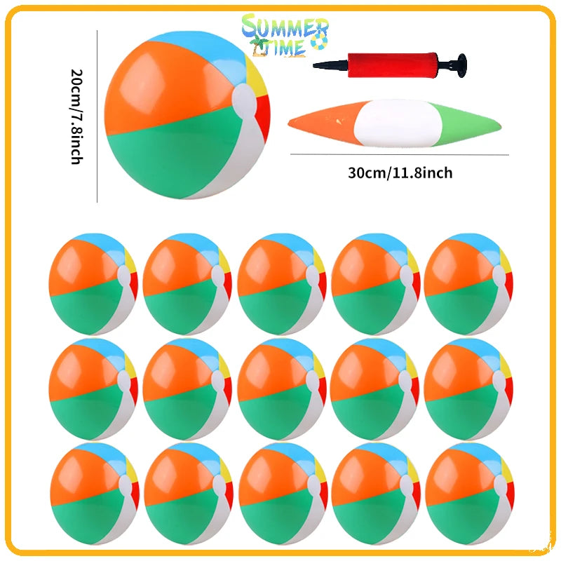 Inflatable Beach Balls Rainbow Color Pool Ball Swimming Pool Water Games for Kids Birthday Gifts Summer Party Favors Volleyball