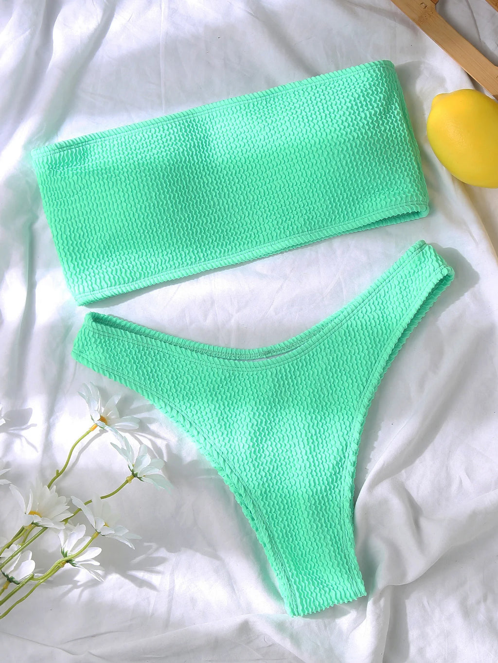 Fashion Bikini Textured Swimwear Women 2025 High Cut Swimsuit Women Bathing Suits Solid Brazilian Bikinis Set