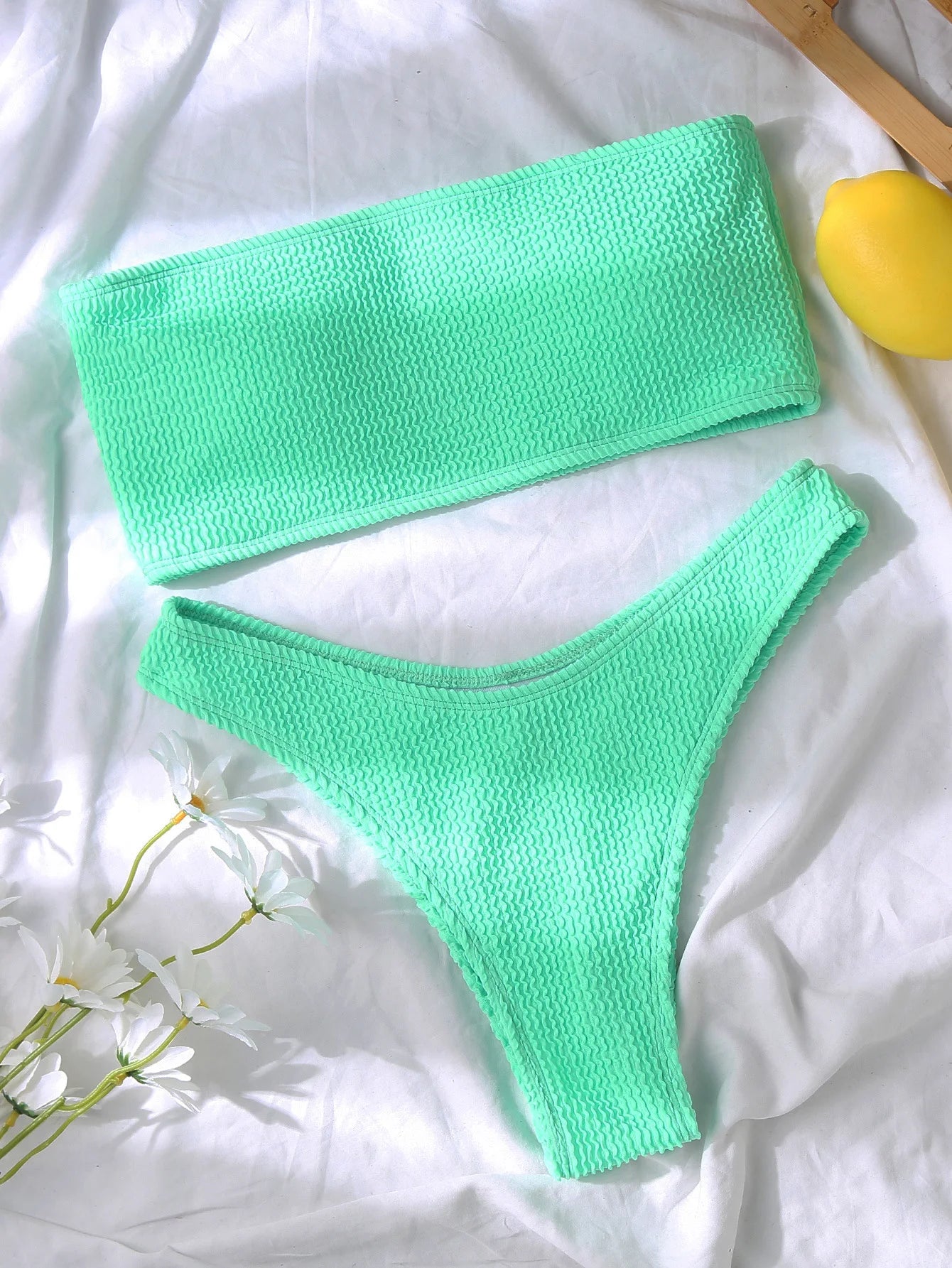 Fashion Bikini Textured Swimwear Women 2025 High Cut Swimsuit Women Bathing Suits Solid Brazilian Bikinis Set