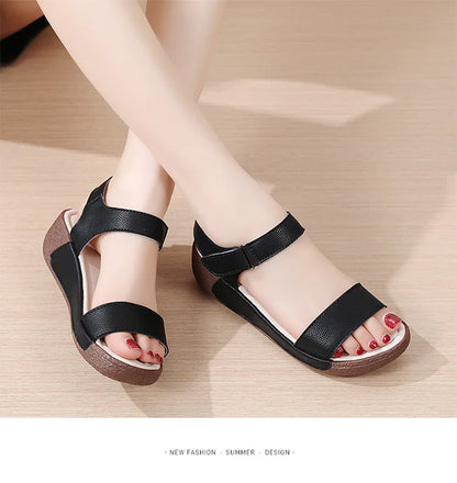 Women Shoes Wedge Heels Sandals 2025 Summer New  Sandals Female Platform Lether Elegant Wedges Sandals Sandalias Mujer