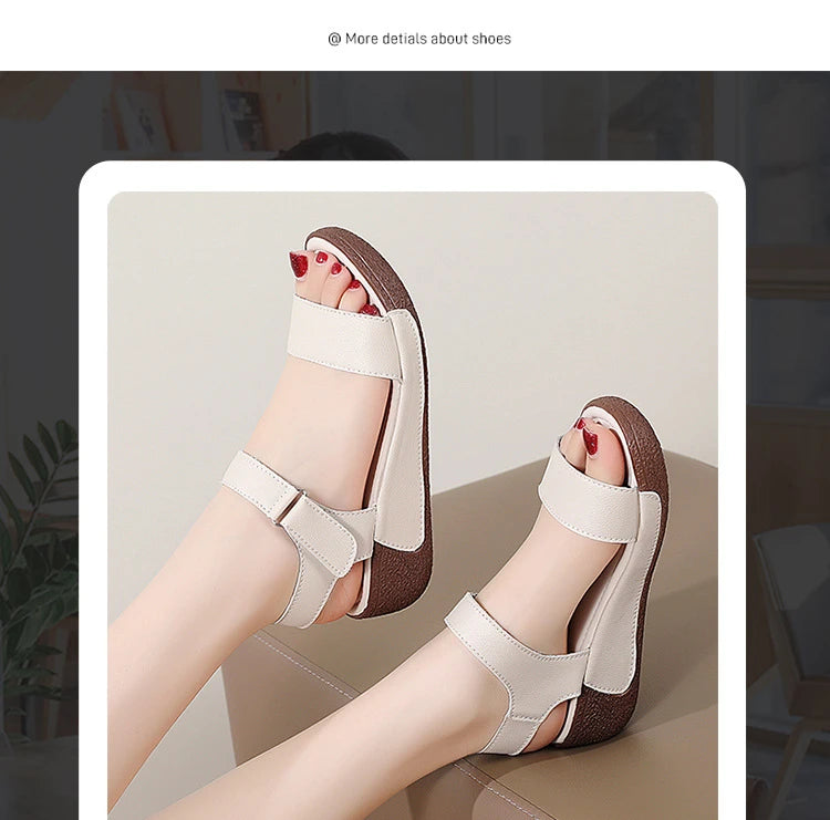 Women Shoes Wedge Heels Sandals 2025 Summer New  Sandals Female Platform Lether Elegant Wedges Sandals Sandalias Mujer