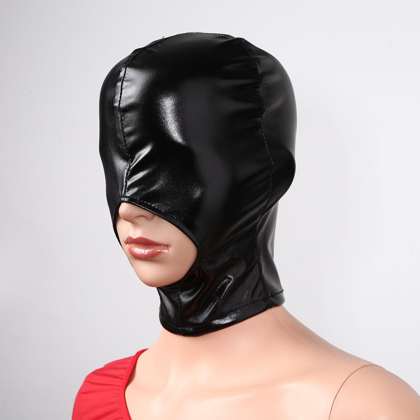 Adult Shiny Leather Masks Sex Toys Bronzing Cloth Open Mouth And Eye Glued Head Cover Couples Adult Products