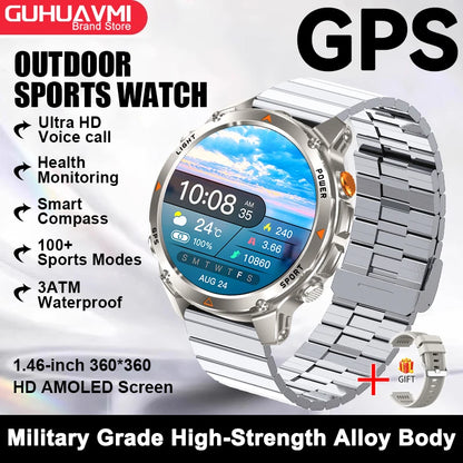 2026 New Outdoor Sport GPS Position Smart Watch Men 3ATM Waterproof Compass Altimeter 540mAh BT Call Fitness Watch