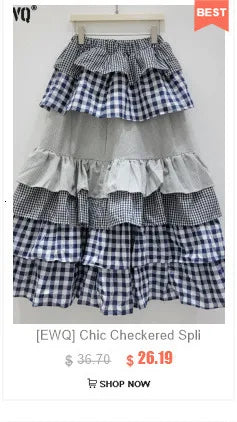 [EWQ]Japan Style Polka Dots Knitted High Waist Skirt Women's 2025 New Autumn Winter Oofice Lady Elastic A-line Pleated Midiskirt