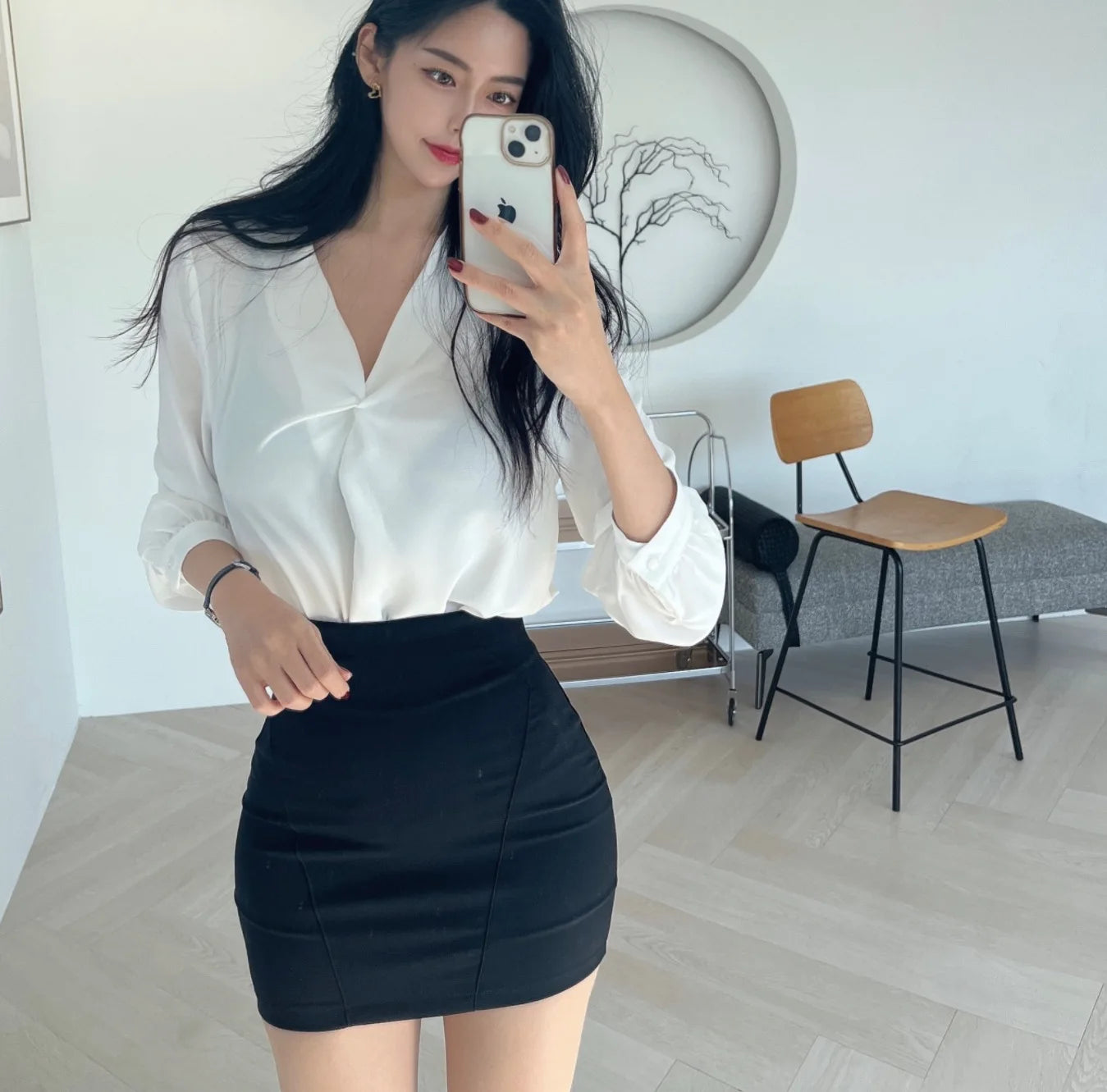 WOMENGAGA  Fashion Mini Skirts Korea 2024 Autumn/Winter New High Waist Tight Simple Solid Color Hip Wrapped Short Skirts 3JAB