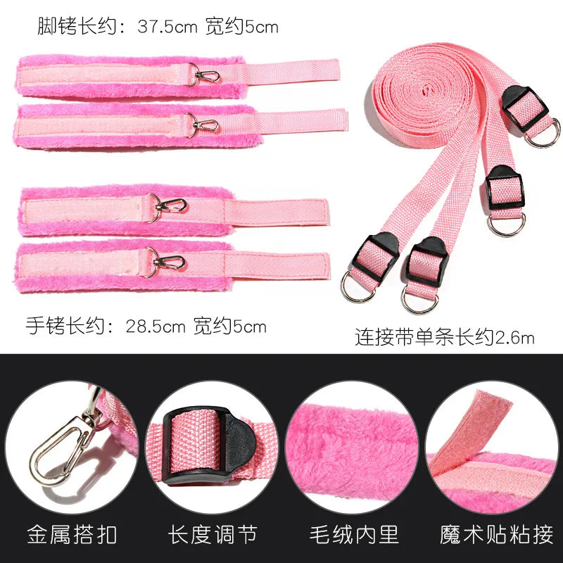 Sex Toys For Woman Couples Bed Handcuffs Gear Bondage Set Ankle Cuff Restraints Strap Adult Game Goods Handcuffs Ankle Cuff Anal