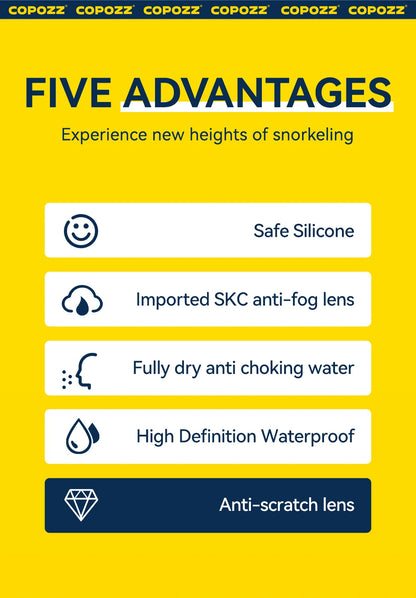 COPOZZ Underwater Scuba Diving Mask and Snorkel Anti-Fog Goggles Glasses Diving Swimming Easy Breath Tube Set for Kids Children