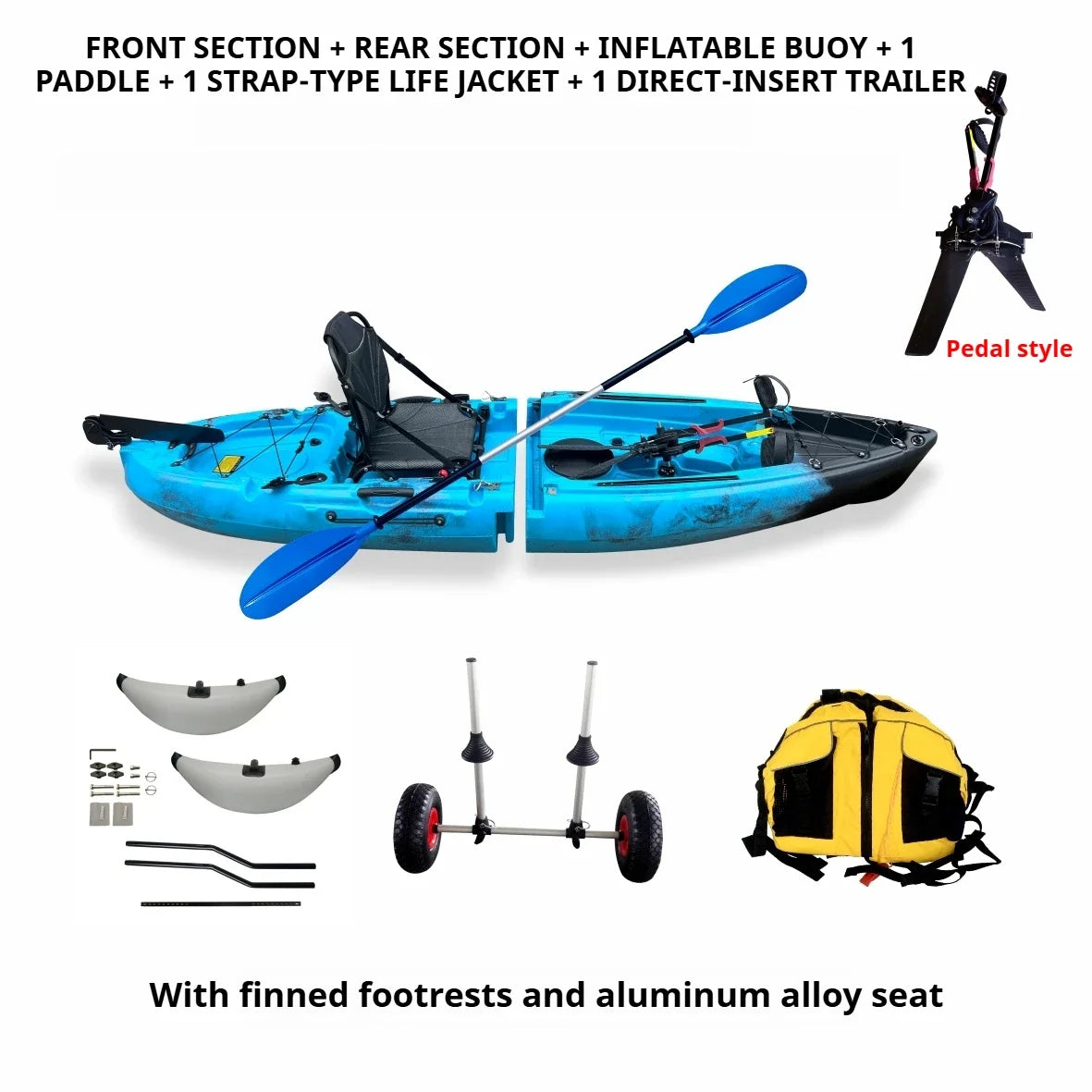 2025 Portable LLDPE Kayak With Split Hard Shell Electric Pedal-Driven Canoe For Solo Tandem Lake Sea Adventures Modular Assembly