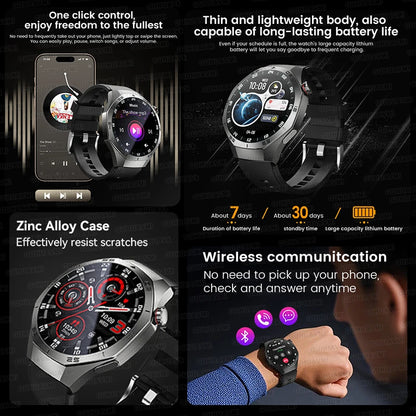 Luxury Metal Smart Watch For Men AMOLED Screen Bluetooth Call GPS Tracking Sports Heart Rate Monitor Smart watch For Android iOS