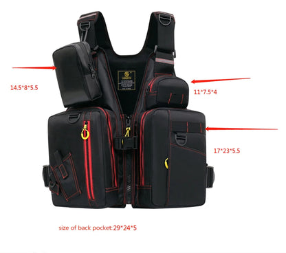 multi-functional life jacket vest for outdoor fishing, a must-have for safety. Multiple pockets for storage, buoyant materials