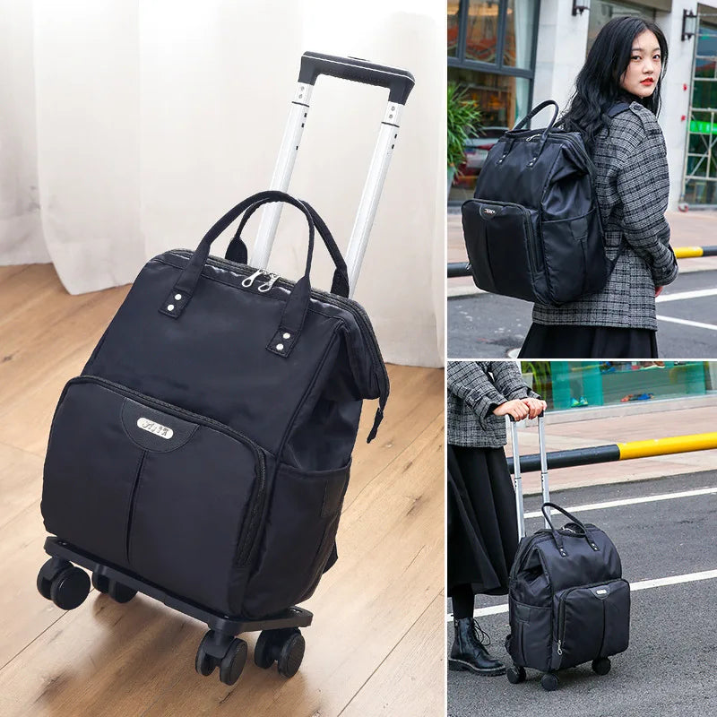 Wheeled bag for travel trolley bags Women travel backpack with wheels Oxford large capacity Travel Rolling Luggage Suitcase Bag