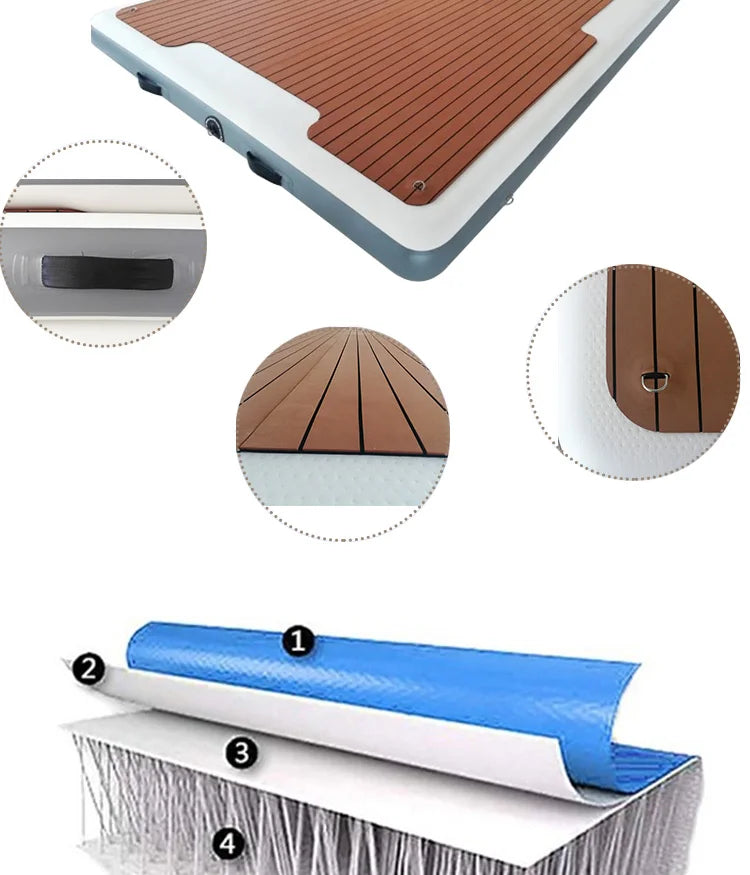 DWF Inflatable Water Mat Floating Dock Swim Fishing Pontoon Platform Air Deck Drop-Stitch Basking Dock for Sale