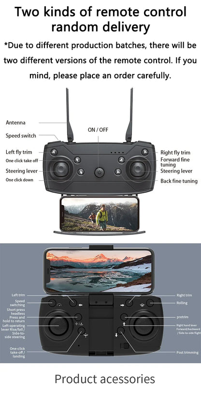 2025 E88 Pro WiFi FPV Drone - Single/Dual 4K/1080P Camera, Wide-Angle HD, Altitude Hold, Foldable Quadcopter RC Helicopter Toy