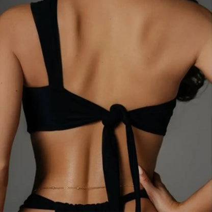 Single Shoulder Open Back Women Swimsuits 2024 Sexy Female Swimwear Brazilian Bikini Set Thong Biquini Swim Suits Beachwear
