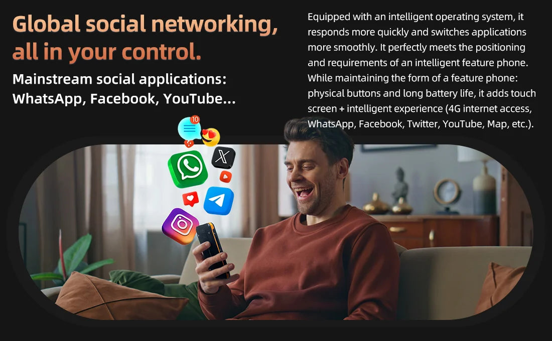 HAMTOD H6 Rugged Phone 2.83 inch Screen 3GB ROM 32GB RAM 3000mAh Battery 5MP Rear Camera 4G Android 11 Support VoLTE Cellphone