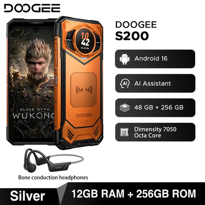 Global Version DOOGEE S200 5G Rugged Phone 12GB +256GB 6.72" Display 100MP AI Main Camera 10100mAh Mobilephone Android 16 NFC
