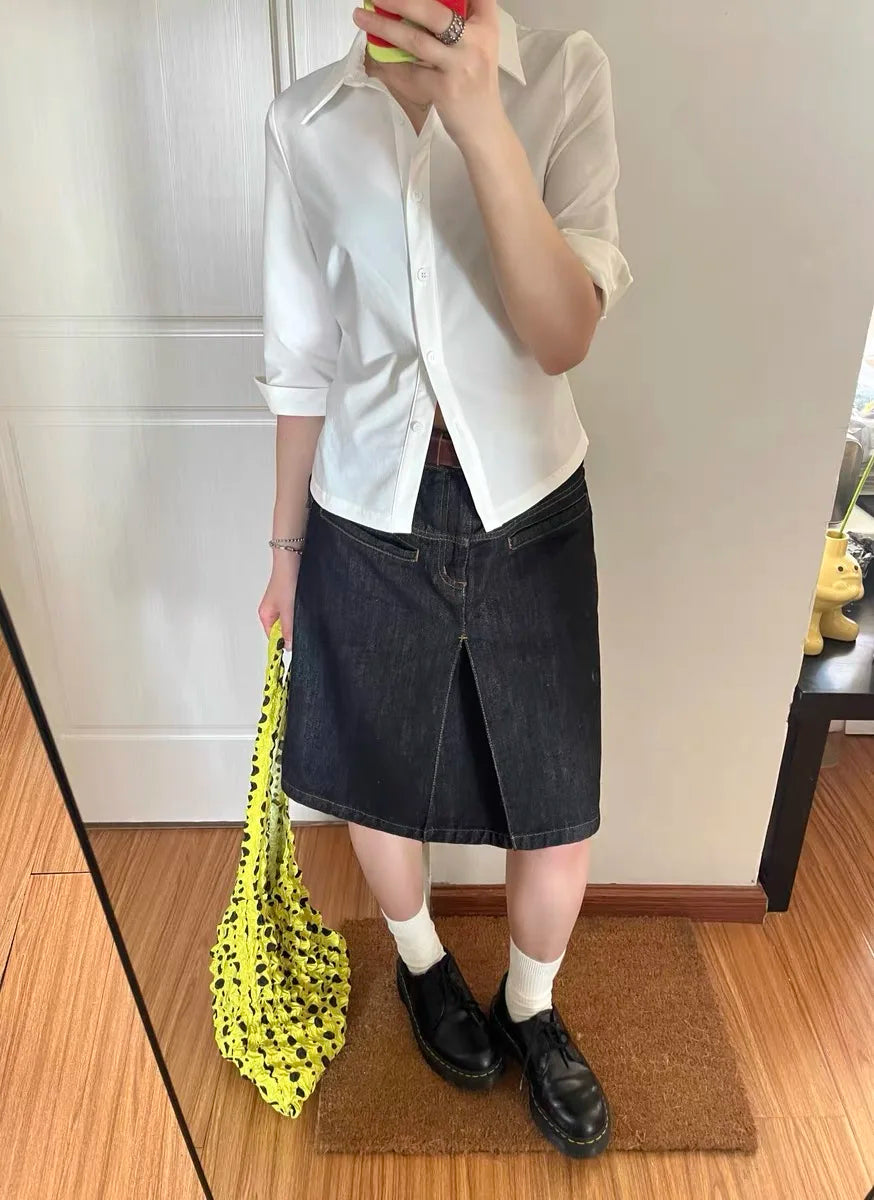 plus Size Low Waist Denim  Skirt Women's Summer Slim Fit Y2K Spicy Girl A-Line Skirt Korean Sle Commute Faion