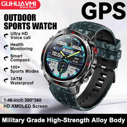 2026 New Outdoor Sport GPS Position Smart Watch Men 3ATM Waterproof Compass Altimeter 540mAh BT Call Fitness Watch