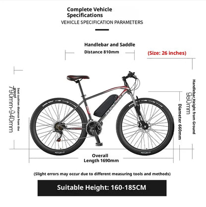 High-carbon steel frame ebike, 26-inch 350W 36V 20AH  battery adult electric bike, shock-absorbing comfortable electric bicycle