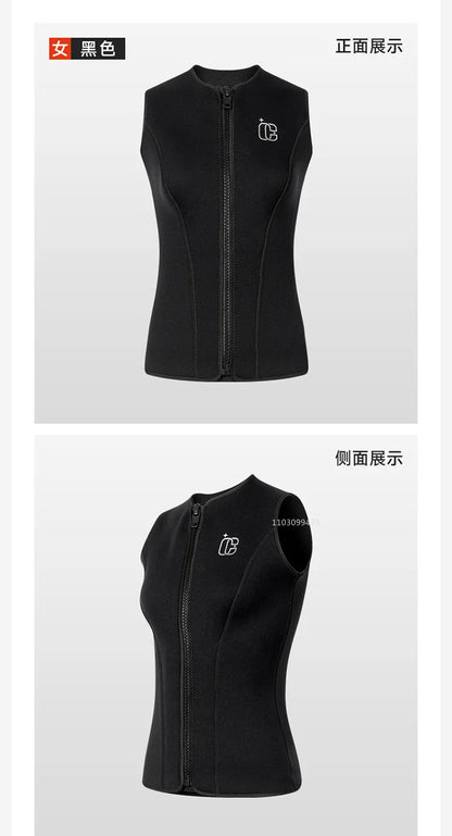 Wetsuit Vest for Men Women 3mm Front Zipper Neoprene Wet Suit Top Sleeveless Jacket for Scuba Diving Kayaking Surfing Swimming
