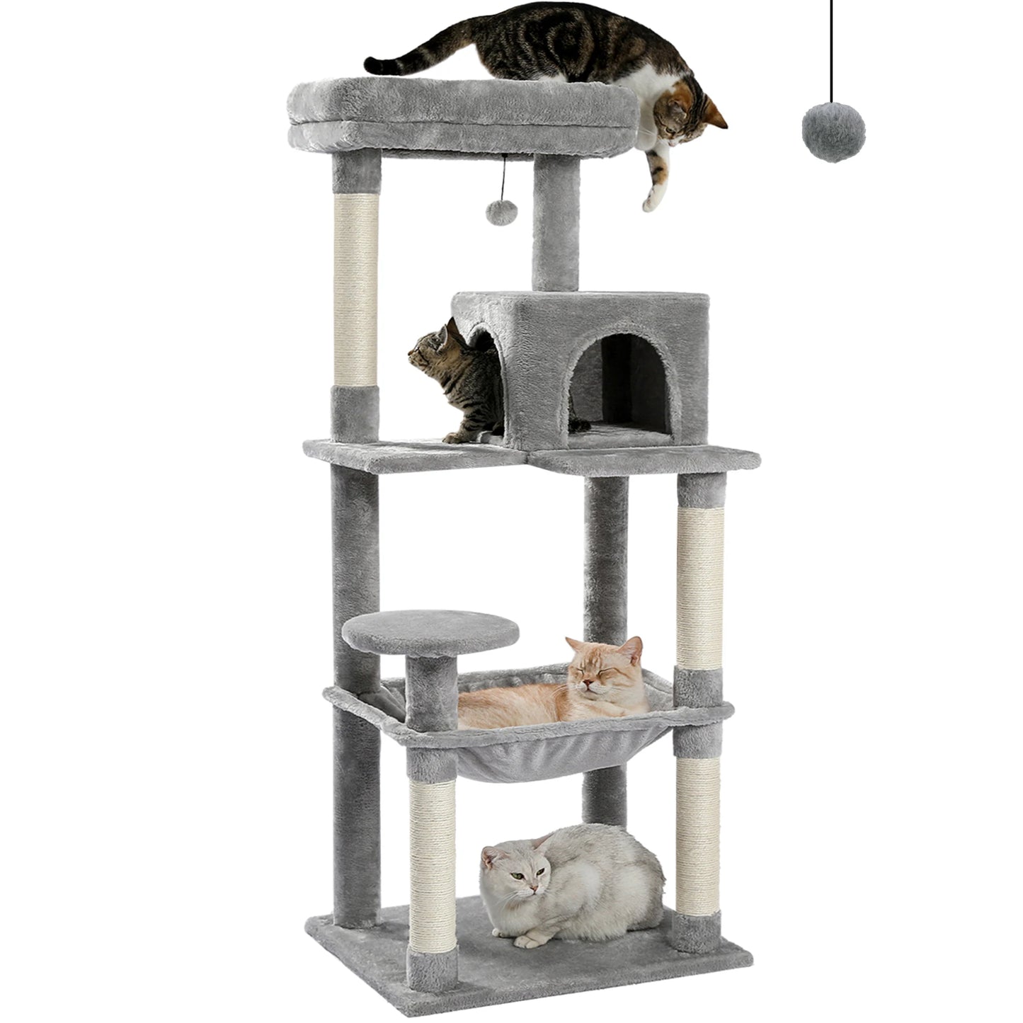 Multi-Level Cat Tree with Scratching Posts, Cozy Hammock, Plush Cat Tower for Indoor, Cat Condo Bed, Cat Accessories, Cat Toys