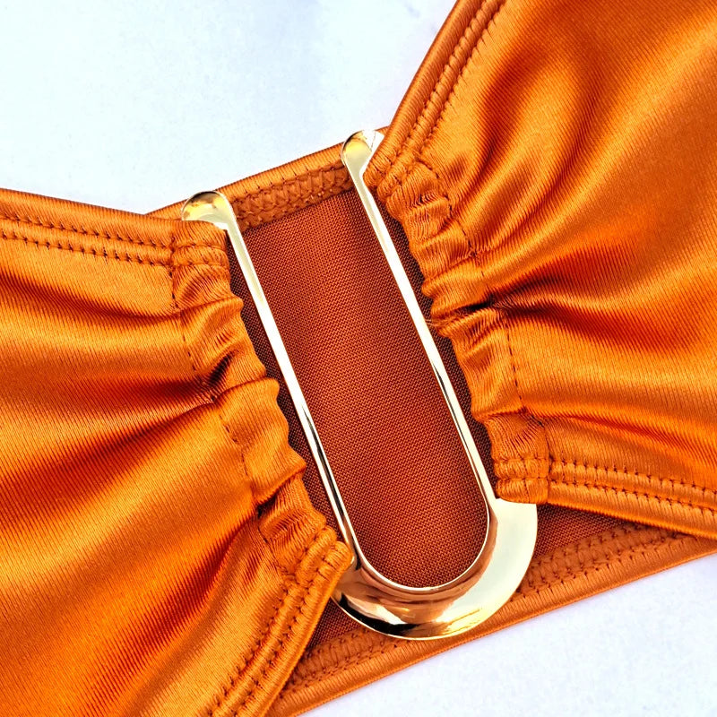 High Waist Swimsuit Women Push Up Beachwear Sexy Bandeau Bathing Suit Maillot De Bain Femme Bikini Summer Swimwear Women