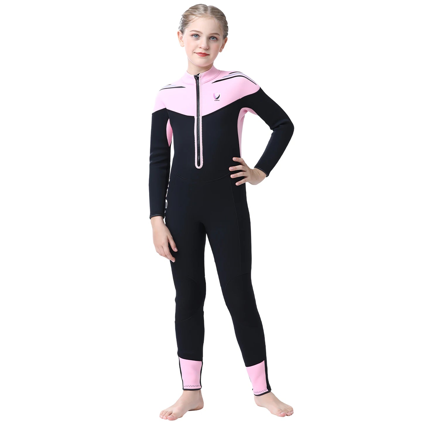 Thermal Full Wet Suits for Girls,Long Sleeve Anti-UV One-Piece Kids Wetsuits,3.5mm Neoprene,Thick Warm Swimming Surfing Wear