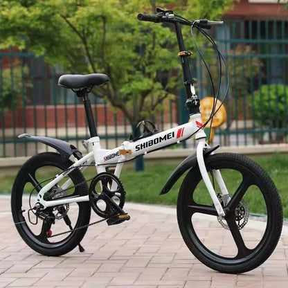 20Inch Folding Bicycle 6-Speed Double Disc Brake Geared Bicycle - Compact Travel-Friendly Bike for Easy Storage And Transport