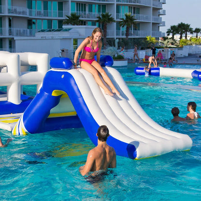 Inflatable Water Game Floating Climbing Tower With Slide Play Park Amusement for Adults and Kids