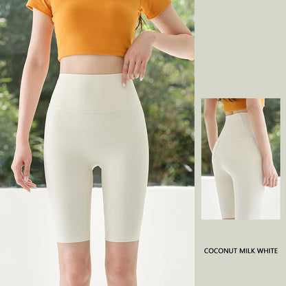 BIVIGAOS Summer New Back Pocket Sharkskin Cycling Shorts Women Cool Knee Length Short Leggings Casual Elastic Sport Biker Shorts