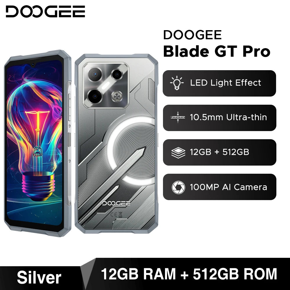 World Premiere DOOGEE Blade GT Pro 5G Rugged Phone LED Light Effect 12GB 512GB 10.5mm Ultra-thin 100MP AI Camera 5800mAh Battery